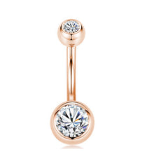 Load image into Gallery viewer, Sexy Halter Belly Button Ring Oreja 14G Double Round Cubic Zirconia 316L Surgical Steel Belly Piercing Jewelry
