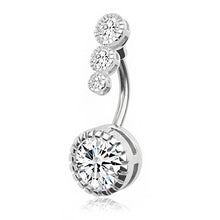 Load image into Gallery viewer, Sexy Halter Belly Button Ring Oreja 14G Double Round Cubic Zirconia 316L Surgical Steel Belly Piercing Jewelry
