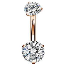 Load image into Gallery viewer, Sexy Halter Belly Button Ring Oreja 14G Double Round Cubic Zirconia 316L Surgical Steel Belly Piercing Jewelry
