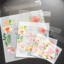 Load image into Gallery viewer, 100pcs/lot 4 sizes Flower Plastic Self Adhesive Cookie Packaging Bag Wedding Candy Gift Decoration Bag Thank you Bags
