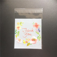 Load image into Gallery viewer, 100pcs/lot 4 sizes Flower Plastic Self Adhesive Cookie Packaging Bag Wedding Candy Gift Decoration Bag Thank you Bags
