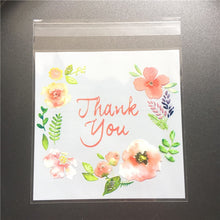 Load image into Gallery viewer, 100pcs/lot 4 sizes Flower Plastic Self Adhesive Cookie Packaging Bag Wedding Candy Gift Decoration Bag Thank you Bags
