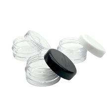Load image into Gallery viewer, 100pcs 2g/3g/5g/10g/15g/20g Empty Plastic Cosmetic Makeup Jar Pots Transparent Sample Bottles Eyeshadow Cream Lip Balm Container
