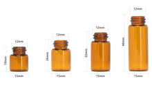 Load image into Gallery viewer, 100pcs 1ml/2ml/3ml/5ml Empty Dram Amber Glass Essential Oil Bottle Thin Glass Small Amber Perfume Oil Vials Sample Test Bottle
