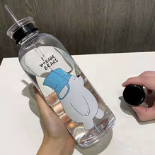 Load image into Gallery viewer, 1000ml Plastic Straw Cartoon Frosted Leak Proof Panda Bear Pattern Transparent Water Cup Sports Drink Cup
