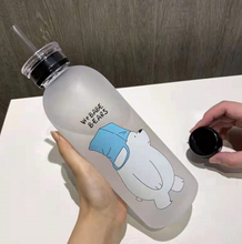 Load image into Gallery viewer, 1000ml Plastic Straw Cartoon Frosted Leak Proof Panda Bear Pattern Transparent Water Cup Sports Drink Cup
