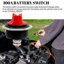 Load image into Gallery viewer, 100A Car Battery Rotary Disconnect Switch Safe Cut Off Isolator Power Disconnecter for Motorcycle Truck Marine Boat RV
