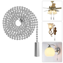 Load image into Gallery viewer, 100CM Chrome Light Pull Rope Switch Universal Chain Cord Controller For Showroom Bathroom Home Ceiling Fan Lamp Replacement Part
