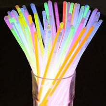 Load image into Gallery viewer, 100PCS Party Fluorescence Light Glow Sticks Necklaces Neon Bright Colorful Bracelets for Wedding Party Concert Festival Supplies
