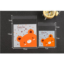 Load image into Gallery viewer, 100Pcs 2 SIZE Plastic Bags bear Cookie&amp;Candy Bag Self-Adhesive For Wedding Birthday Party Gift Bag Biscuit Baking Packaging Bag

