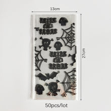 Load image into Gallery viewer, 100Pcs Halloween Cone Bags Plastic Candy Pouch Pumpkin Treat or Trick Bat Spider Halloween Decoration Supplies Halloween Favor
