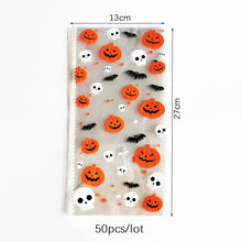 Load image into Gallery viewer, 100Pcs Halloween Cone Bags Plastic Candy Pouch Pumpkin Treat or Trick Bat Spider Halloween Decoration Supplies Halloween Favor
