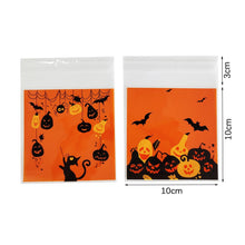 Load image into Gallery viewer, 100Pcs Halloween Plastic Bags Transparent Pumpkin Ghost Biscuit Candy Gift Bags for Halloween Party Decoration Supplies Gift Bag
