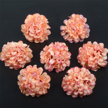 Load image into Gallery viewer, 100pcs/lot Silk Hydrangea Artificial Flower Heads For Wedding Christmas Decoration DIY Wreath Scrapbooking Craft Fake Flowers
