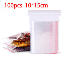Load image into Gallery viewer, 100pcs/pack Resealable Zip Lock Bags Self Seal Clear Plastic Poly  Bag Food Storage Package Reclosable Vacuum Fresh Bag

