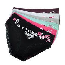 Load image into Gallery viewer, 6 PCS/LOT Underwear Women Panties Cotton Mid Rise Flowers Print Lace Sexy Briefs Plus Size Ladies Knickers for Women
