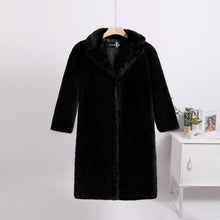 Load image into Gallery viewer, Women Contrast Color Mink Faux Fur Coat Turn Down Collar Winter Fur Lady Long Coat
