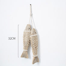 Load image into Gallery viewer, Wooden Antique Carving Fish Kebabs Large Mediterranean Creative Retro Distressed Wall-Mounted Ornaments
