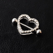Load image into Gallery viewer, Double-Layer Diamond-Embedded Love Nipple Ring Electroplated Heart-Shaped Three-Color Adhesive Nail
