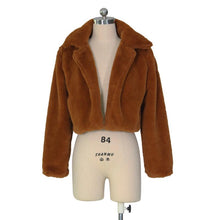 Load image into Gallery viewer, Autumn and Winter Women's Faux Fur Coat Long-sleeved Short Coat 6 Color Casual Plain Warm Plush Coat
