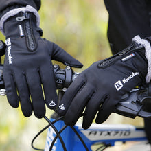 Load image into Gallery viewer, Autumn and Winter Non-Slip Touch Screen Warm with Velvet Mountaineering Waterproof Zipper Sports Riding Gloves
