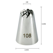 Load image into Gallery viewer, #108 Russian Drop Rose Icing Piping Nozzles Stainless Steel Flower Mouth Cream Pastry Tips Nozzles Bag Cake Decorating tools
