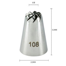 Load image into Gallery viewer, #108 Russian Drop Rose Icing Piping Nozzles Stainless Steel Flower Mouth Cream Pastry Tips Nozzles Bag Cake Decorating tools
