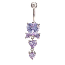 Load image into Gallery viewer, Lady Exquisite Rhinestone Heart Shaped Dangle Belly Button Ring Body Piercing
