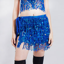 Load image into Gallery viewer, Halloween Belly Dance Costume Indian Dance Waist Scarf Sequins Tassel Hip Scarf Stage DS Performance Belly Dance Waist Chain
