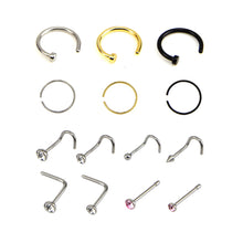Load image into Gallery viewer, 14 Puncture Mixed Suit Stainless Steel L Ball Curved Nose Stud Pointed
