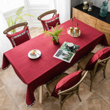 Load image into Gallery viewer, Linen Rectangular Tablecloth Jacquard Red Imitation Cotton Linen Christmas Table Cloth
