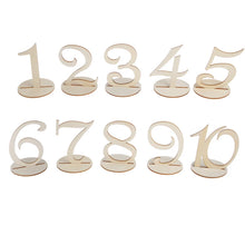 Load image into Gallery viewer, 10pcs 1-10/11-20 Wooden Table Numbers Set with Base Birthday Wedding Party Decor Gifts
