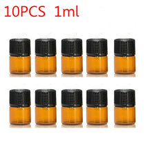Load image into Gallery viewer, 10PCS 1/2/3/5ml Mini Essential Oil Bottle Jar Orifice Brown Reducer &amp; Cap Refillable Bottles Glass Vials Cosmetic Containers

