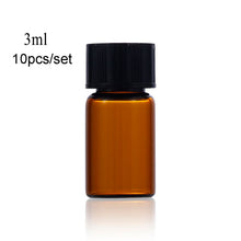 Load image into Gallery viewer, 10PCS 1/2/3/5ml Mini Essential Oil Bottle Jar Orifice Brown Reducer &amp; Cap Refillable Bottles Glass Vials Cosmetic Containers
