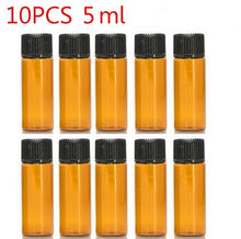 Load image into Gallery viewer, 10PCS 1/2/3/5ml Mini Essential Oil Bottle Jar Orifice Brown Reducer &amp; Cap Refillable Bottles Glass Vials Cosmetic Containers
