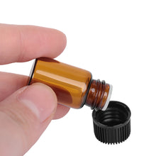 Load image into Gallery viewer, 10PCS 1/2/3/5ml Mini Essential Oil Bottle Jar Orifice Brown Reducer &amp; Cap Refillable Bottles Glass Vials Cosmetic Containers
