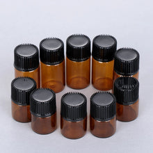 Load image into Gallery viewer, 10PCS 1/2/3/5ml Mini Essential Oil Bottle Jar Orifice Brown Reducer &amp; Cap Refillable Bottles Glass Vials Cosmetic Containers
