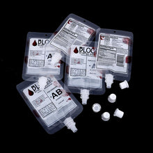 Load image into Gallery viewer, 10pcs 150ml Halloween Cosplay Drink Container Bag Vampire Blood Pouch Props Zombie Beverage Drinks Bags Food Class PVC
