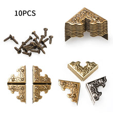 Load image into Gallery viewer, 10Pcs 25mm Antique Furniture Metal Crafts Jewelry Box Corner Foot Wooden Case Corner Protector Decorative Corner
