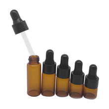 Load image into Gallery viewer, 10pcs Amber Glass Dropper Bottles With Black Cap for Essential Oil Perfume Sample Bottle Aromatherapy
