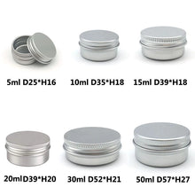 Load image into Gallery viewer, 10PCS Cream Jar Tin Cosmetic Lip Balm Containers Nail Derocation Crafts Pot Refillable Bottle Screw Thread Empty Aluminum
