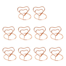 Load image into Gallery viewer, 10pcs Heart Shape Place Memo Card Holder Lovely Wire Table Number Holders with Base for Wedding Banquet Party Decorations
