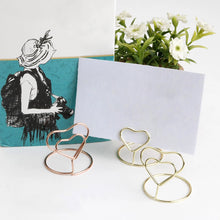 Load image into Gallery viewer, 10pcs Heart Shape Place Memo Card Holder Lovely Wire Table Number Holders with Base for Wedding Banquet Party Decorations
