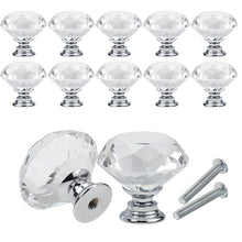 Load image into Gallery viewer, Doorknob 10Pcs/set 30mm Diamond Shape Design Crystal Glass Knobs Cupboard Drawer Pull Kitchen Cabinet Door Wardrobe Handles Hardware

