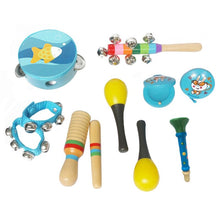 Load image into Gallery viewer, 10pcs Baby Kids Music Instrument Toys Set Rainbow Combination Wooden Early Childhood Education Toy Child Ring Bell Percussion
