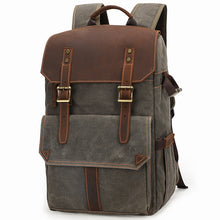 Load image into Gallery viewer, Shoulder Camera Backpack Large Capacity SLR Water-Proof Bag Wax Dye Canvas Camera Bag
