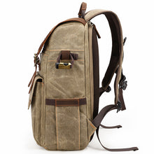 Load image into Gallery viewer, Shoulder Camera Backpack Large Capacity SLR Water-Proof Bag Wax Dye Canvas Camera Bag
