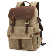 Load image into Gallery viewer, Shoulder Camera Backpack Large Capacity SLR Water-Proof Bag Wax Dye Canvas Camera Bag
