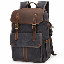 Load image into Gallery viewer, Shoulder Camera Backpack Large Capacity SLR Water-Proof Bag Wax Dye Canvas Camera Bag
