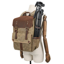 Load image into Gallery viewer, Shoulder Camera Backpack Large Capacity SLR Water-Proof Bag Wax Dye Canvas Camera Bag

